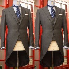 3Pcs Men's Suits Peak Lapel Tailcoat Party Tuxedos Jacket Casual Dinner Coat