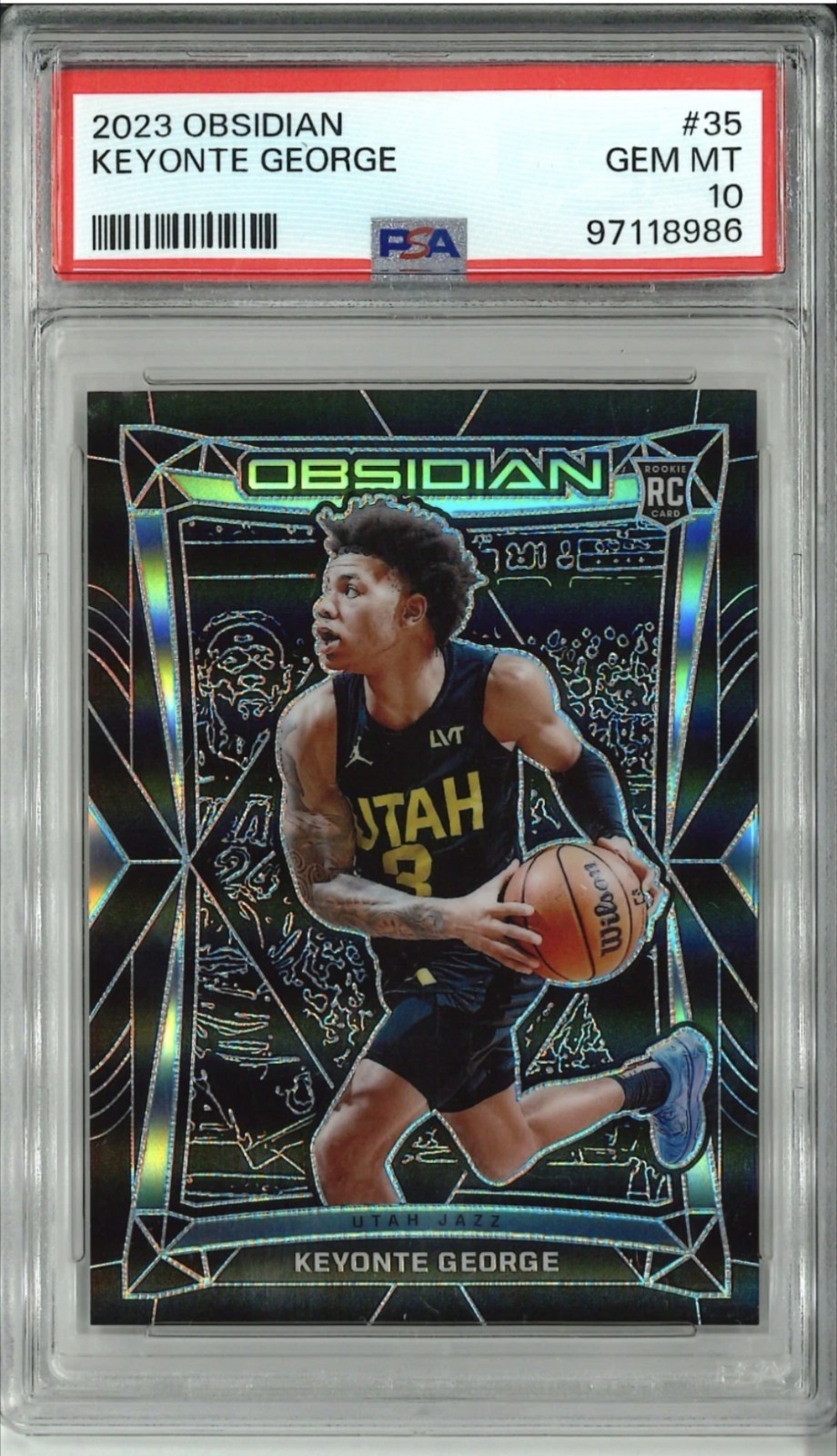 2023 Obsidian Basketball Keyonte George ROOKIE CARD #35 Utah Jazz PSA 10
