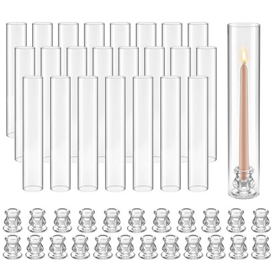 #ad VEVOR 24 pcs Hurricane Candle Holders Clear Glass Cylinder Wedding Home Decor $98.90