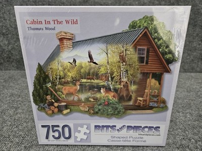 Bits and Pieces 750 Piece Shaped Puzzle CABIN IN THE WILD by Thomas Wood