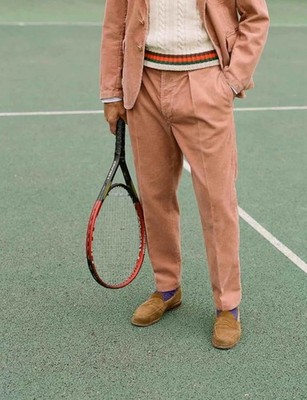 Drake s Rose Cord Plissee Spiele Hose 50 Zoll Taille x 35 Zoll Bein Neu mit Etikett UVP 395 £