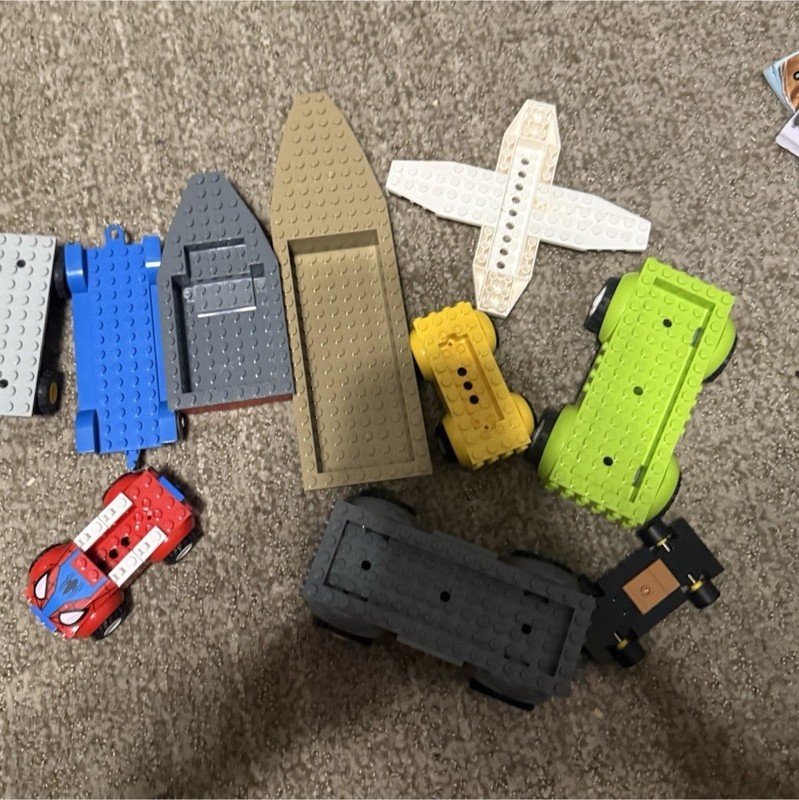 LEGO Bulk Lot Vehicle Parts Multicolor Plastic Spider-Man Car Boat Pieces