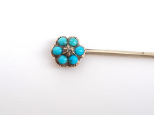 Victorian Turquoise and Rose cut Diamond Antique Tie Pin