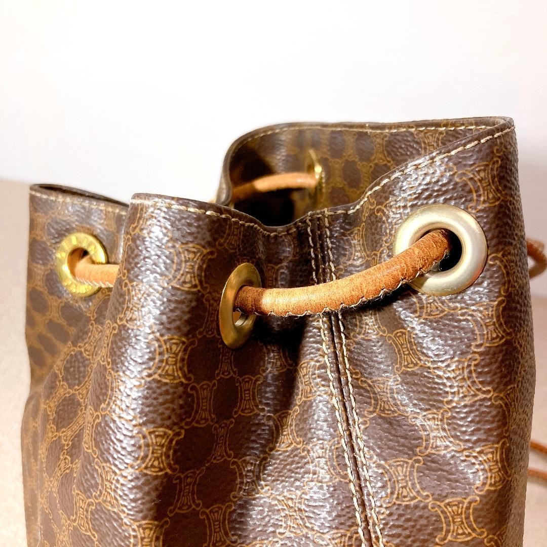 CELINE Backpack Macadam Pattern Drawstring Bag Br… - image 11