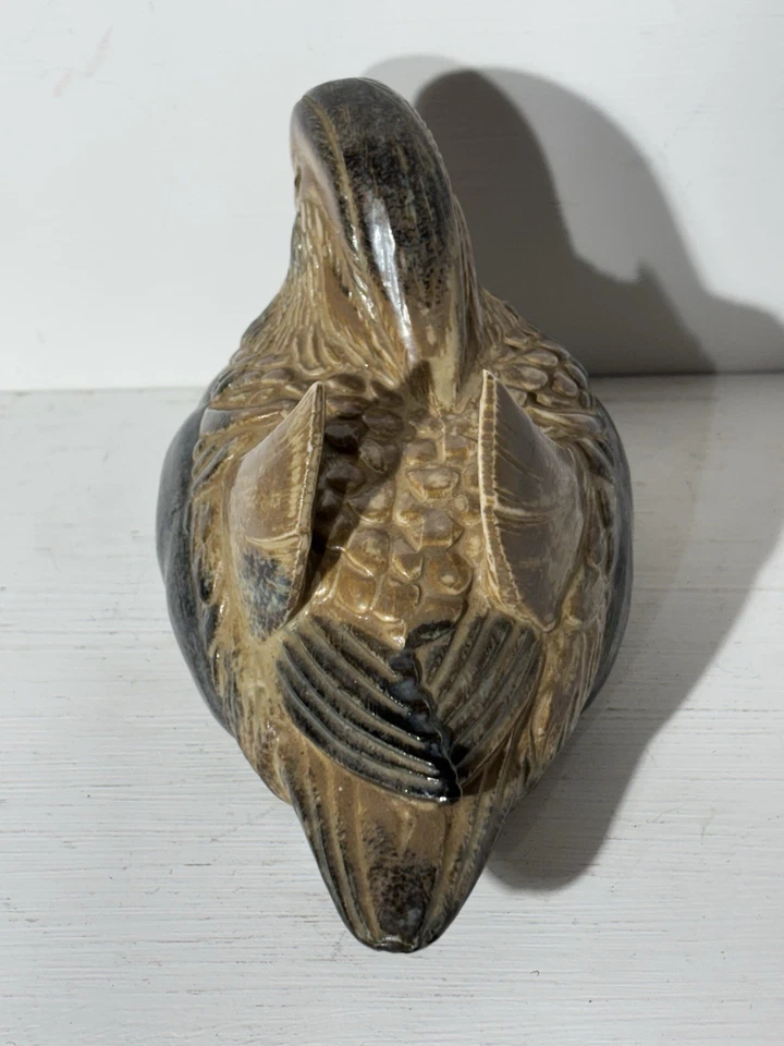 Винтажная коричневая керамическая фигурка птицы мандарин утка  - Изображение 4 из 4