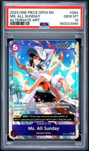2023 ONE PIECE OP04 #064 MS. ALL SUNDAY KINGDOMS OF INTRIGUE ALT ART PSA 10