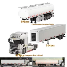 421PC European Truck Trailer Building Set - Connectable MOC Bricks DIY Model Kit
