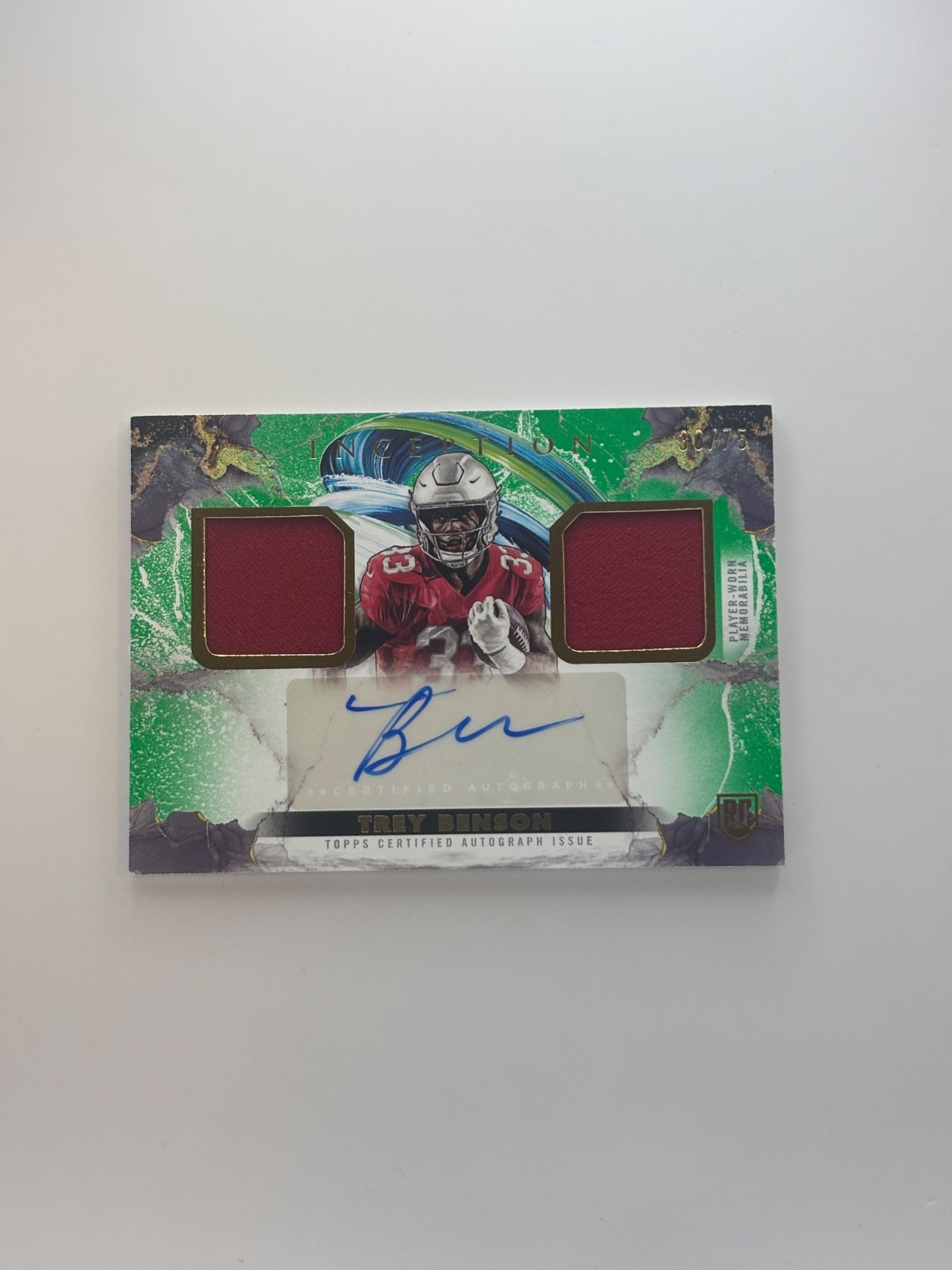 2024 Topps Inception Trey Benson Franchise Foundation Auto RC Jersey Green #/75