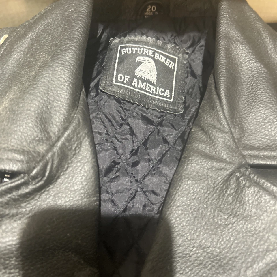 Future Biker of America夹克皮革骑行夹克,带扣和腰带拉链 — 第 2/4 张图片