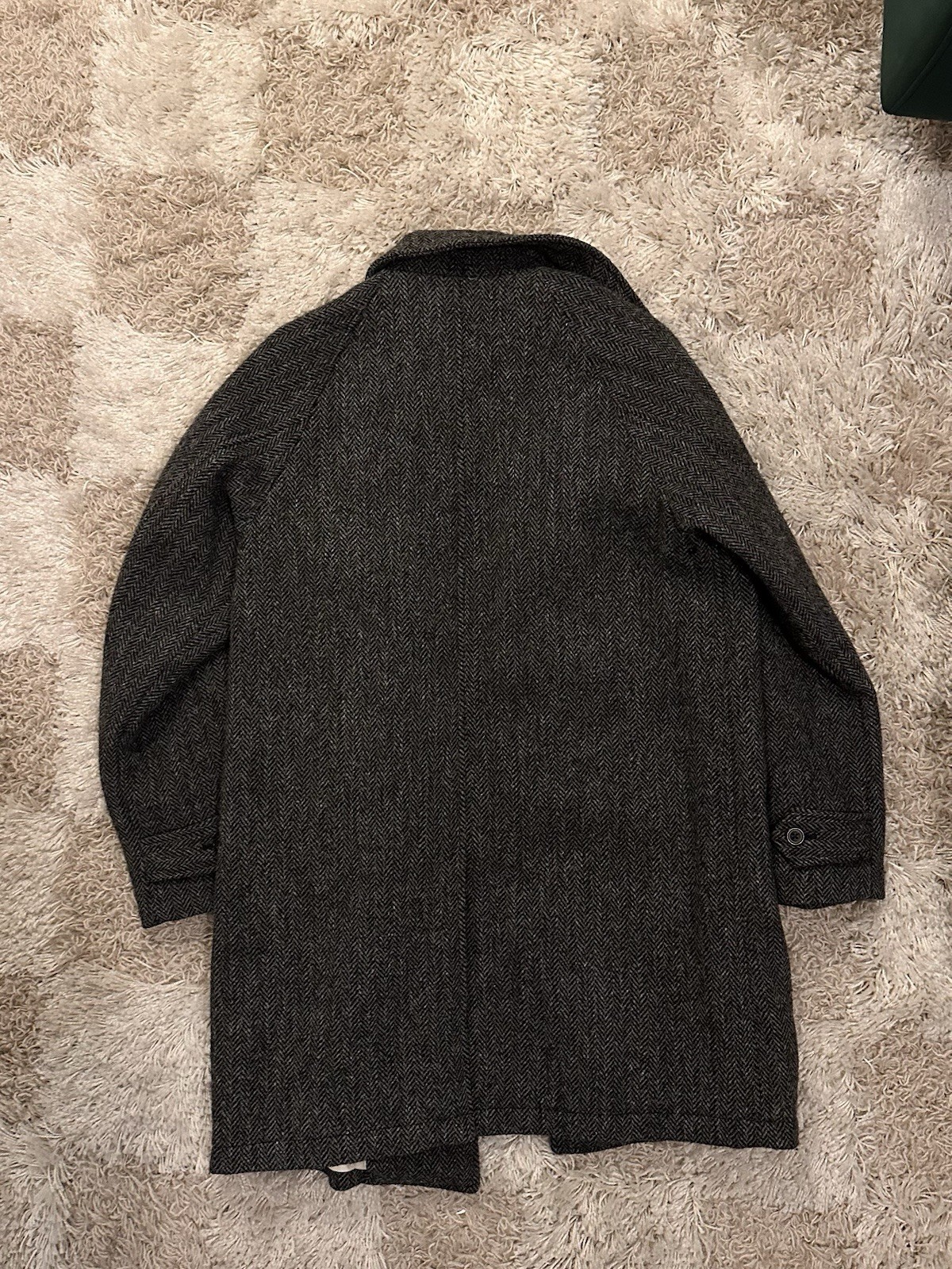 Beams Harris Tweed Wool Raglan Sleeve Overcoat Medium