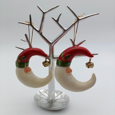  Halbmond Mond geformt Weihnachtsmann Gesicht Deko hängend Christbaumschmuck