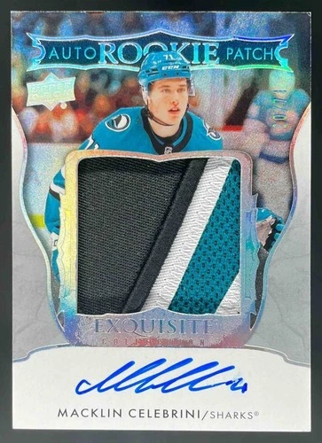 2024-25 UD The Cup Exquisite Collection Macklin Celebrini Rookie Patch Auto #/71