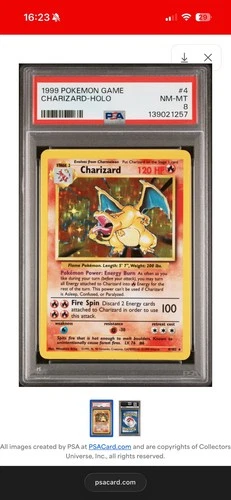 1999 Base Set Unlimited Charizard Holo Pokemon TCG 4/102 PSA 8 NM/MINT
