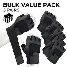 5 Pairs Weight Lifting Gloves with Wrist Wraps - Heavy Duty Gym Workout Bulk Pac