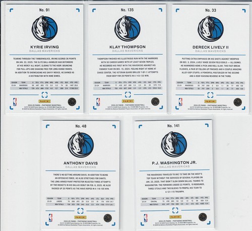 2024-25 Panini Photogenic Dallas Mavericks Lot of 5 Sport Cards - Picture 2 of 2