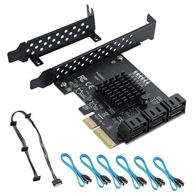 PCIe 4X to 6 SATA Expansion Card, 3.0 6Gbps Controller Adapter, PCIE 4X 6SATA
