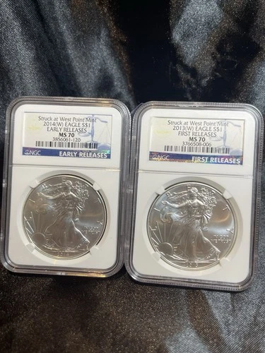 (2) Total- A 2013 And 2014 West Point Silver Eagles Early Releases NGC MS70’s