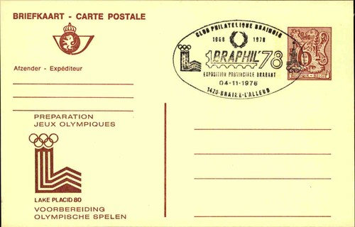 Belgien Sonder-Ganzsache Olympiade Moskau Sonderstempel BRAPHIL 1978 Postkarte - Afbeelding 1 van 1