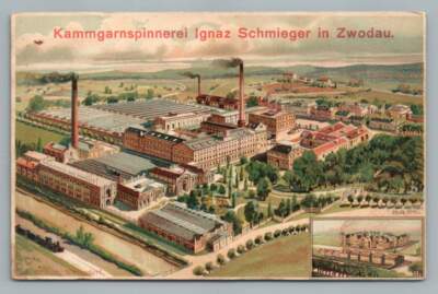 Textile Mill~Kammgarnspinnerei ZWODAU Czech SVATAVA Sokolov Factory Cover 1906