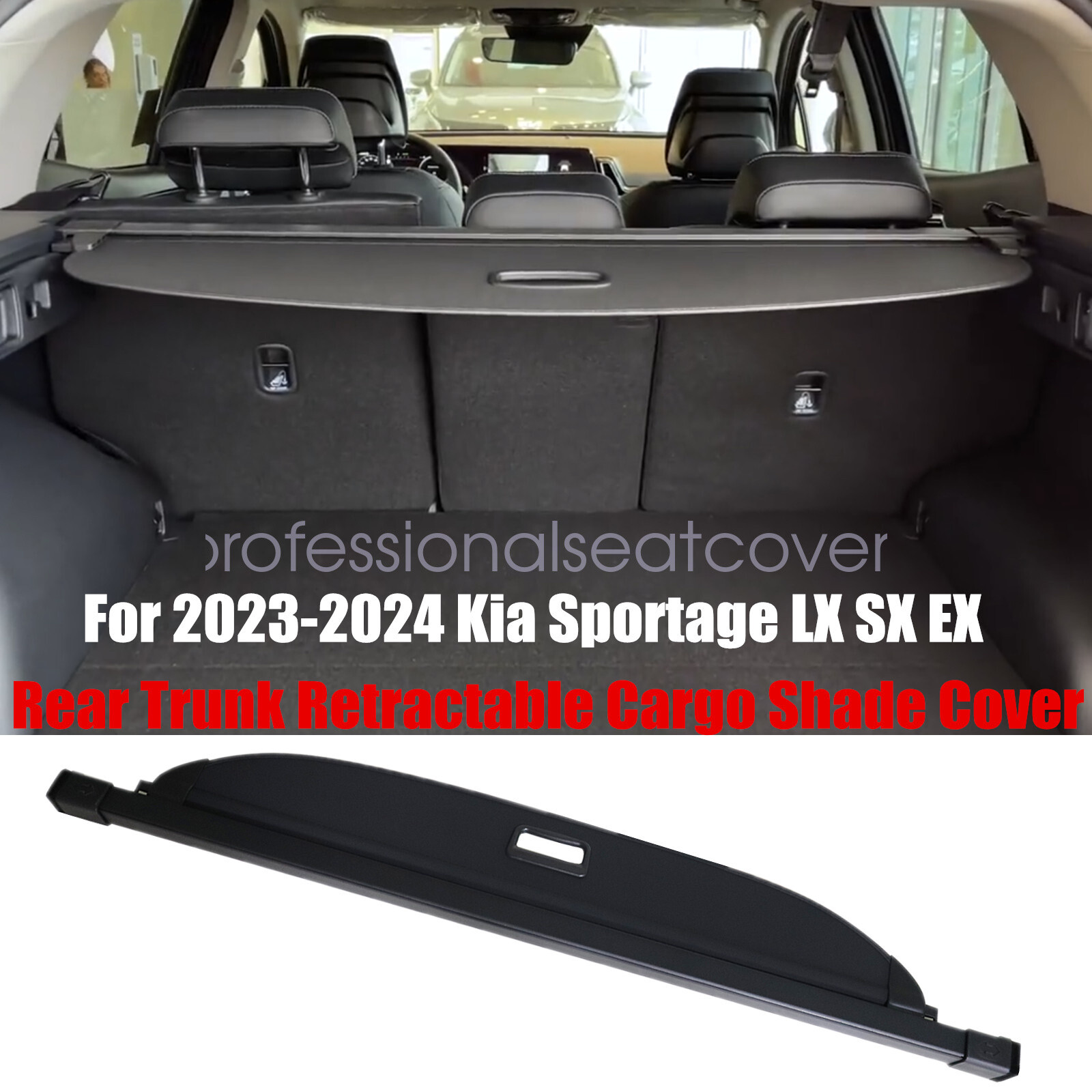 Retractable For 20232024 Kia Sportage EX Rear Trunk Cargo Shade