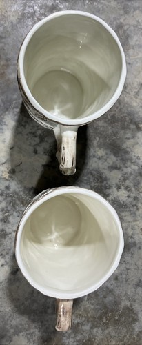 Susan Winget Bird Leaves Brown Cream 2 Coffee Tea Cup Mugs Farmhouse Cottage - Picture 3 of 12