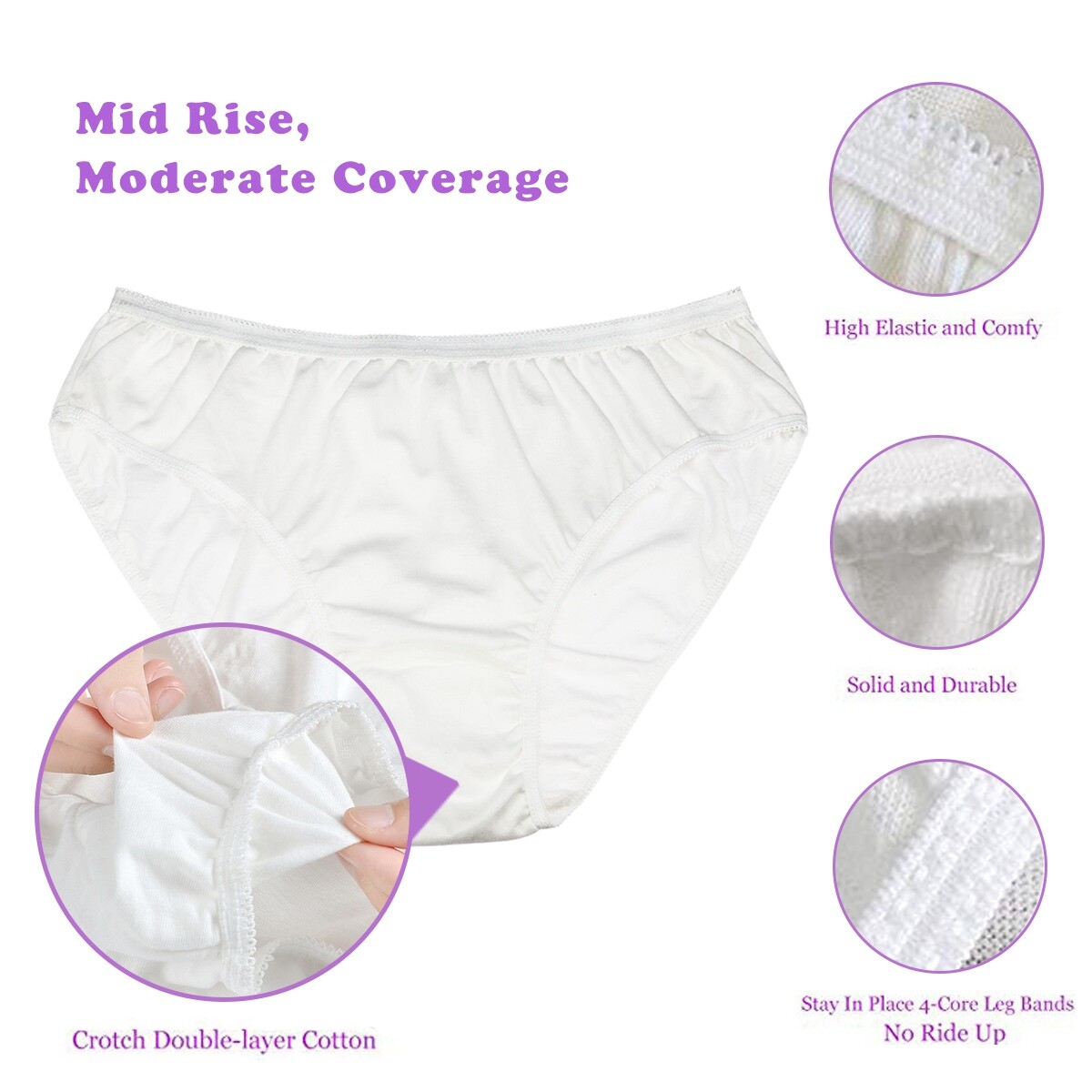Womens Disposable 100 Cotton Underwear for Travel Hospital Stays