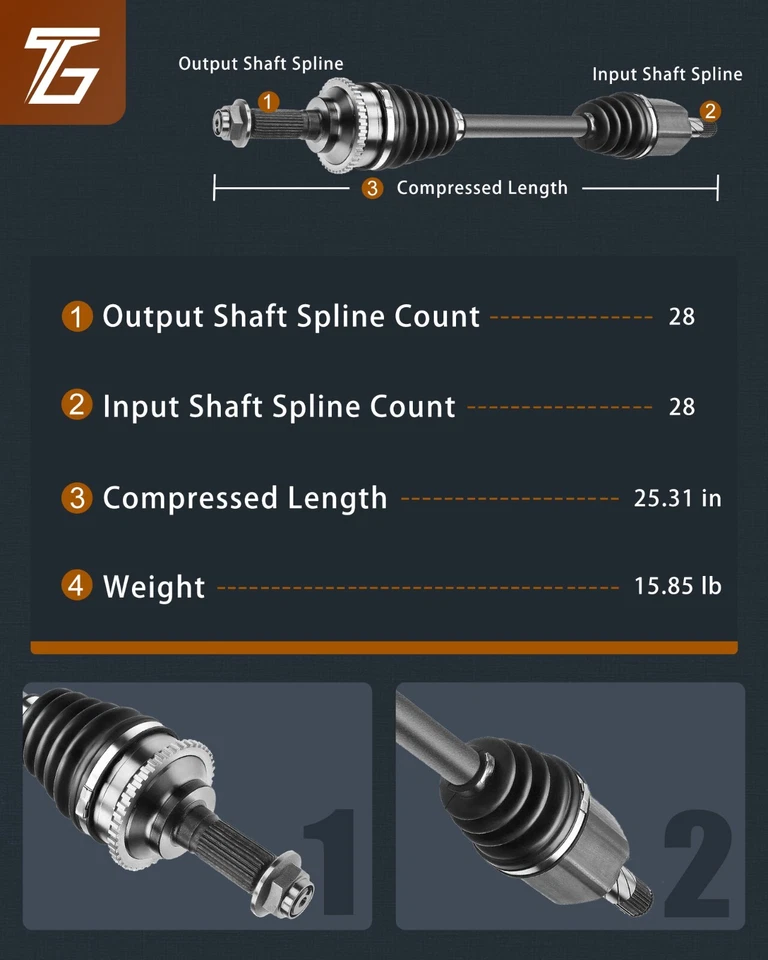 Front Left CV Axle Shaft for 2006 - 2008 Ford Fusion Mazda 6 Mercury Milan - Изображение 4 из 4