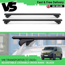FITS VW T7 TRANSPORTER 25  BLACK LOCKABLE CROSS BARS SET ALUMINIUM ROOF BAR RACK