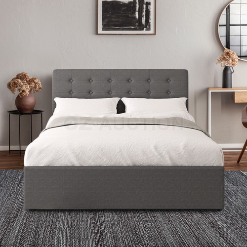 Double Bed Frame with Headboard Gas Lift Up Storage Platform Wooden Mattress - Picture 4 of 9