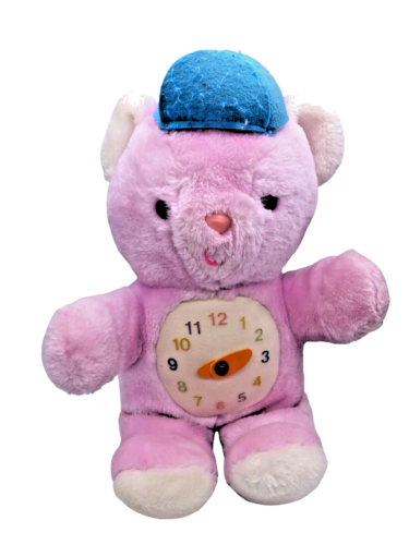 Animal Fair Clock Bear Vintage Purple Pink Blue Hat RARE 70s 80s Plush Stuffed - Picture 1 of 9