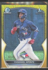 2023 Bowman Chrome Prospects Yellow Mojo Refractor 1st Yhoangel Aponte /75