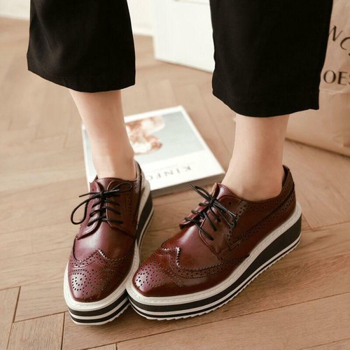 Goth Brogues Womens Wingtip Platform 