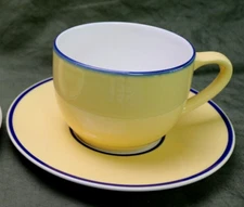 Pagnossin Treviso SPA Yellow 3 " Breakfast Cup & Saucer Italy Blue Trim