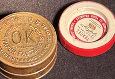 Vintage  Office ~Washburns Paper Fastner Embossed Tin  & Texcel Tape Dispenser