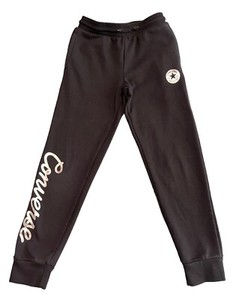 Converse Pants Joggers Girls Youth 12/13 Sweats Black Silver Metallic Graphics