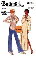 70s Caftan or Top, Size 34-36", Butterick 3624, Sewing Pattern Reproduction