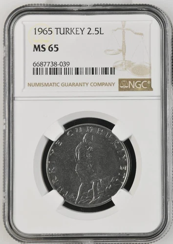 Turkey 2.5 Lira 1965 NGC MS 65