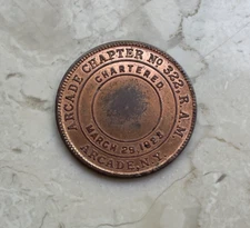Arcade New York NY Chapter No 322 Mason Masonic Penny Token - #3