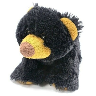 Kika Black Bear Stuffed Animal Plush Toy 15'' Brown Yellow Ears Zoo National Park