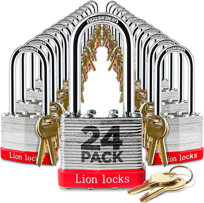Outdoor 48 Keys 24 Keyed Alike Padlocks with 2'' Long Shackle Locks with Keys