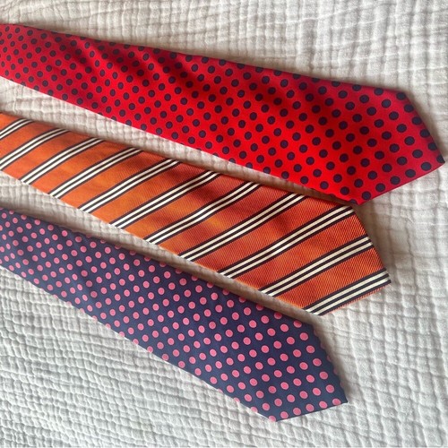 BROOKS BROTHERS makers Lot of 3 100% silk neckties polka dots stripes - Picture 6 of 7