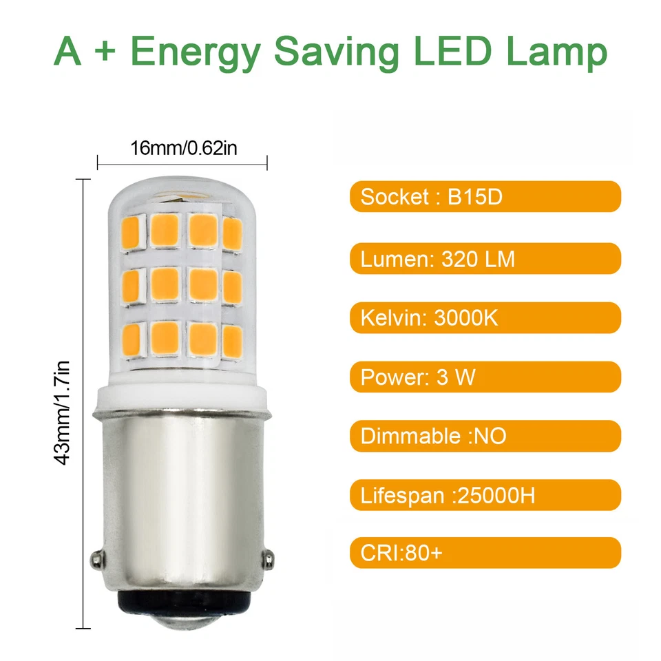 BA15D B15D LED Light bulb 3W 33-2835 Ceramics Lamp 220~240V For Sewing Machine - Image 3 of 4