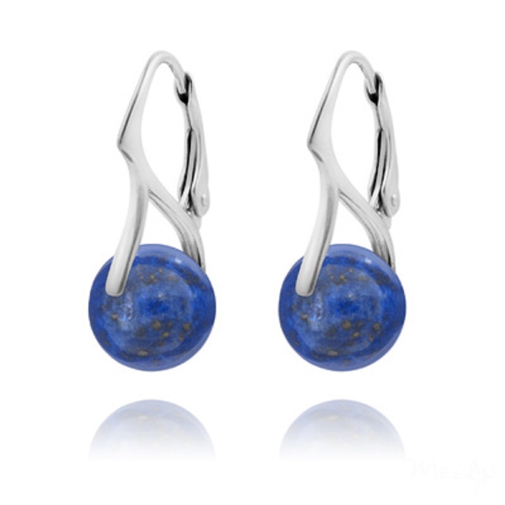 Boucles d'oreilles Lapis Lazuli en argent 925 rhodié bleu roi