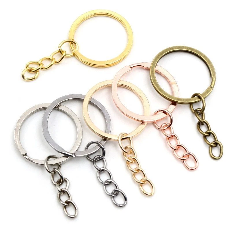 20 pcs lot Key Ring Key Chain 6 Colors Plated 50mm Long Round Split Keychain
