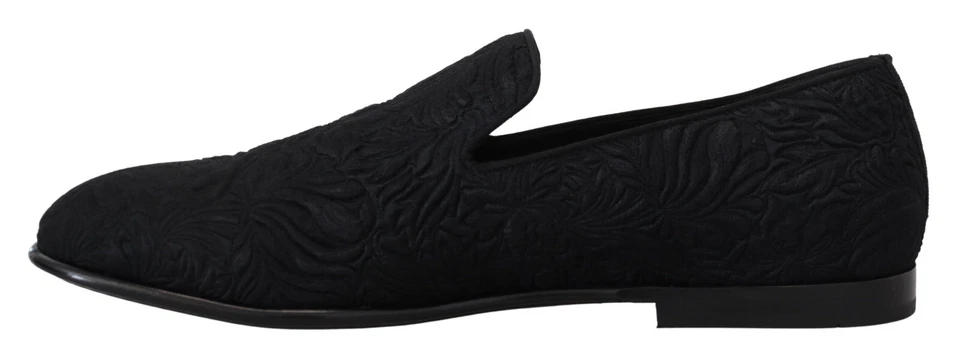 DOLCE & GABBANA Zapatos Mocasines Negro Floral Jacquard Zapatillas EU39/US6 PRECIO DE VENTA SUGERIDO POR EL FABRICANTE $1000 Foto 2 de 4