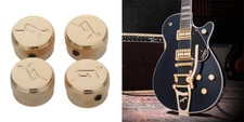 4×Stainless Steel Guitar G-Arrow Locking Control Knob W/Screws Gold Fits Gret-ch