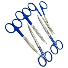 NEW GERMAN 5  IRIS SCISSORS 4.5"CURVED SUPERCUT DENTAL SURGICAL INSTRUMENT-BLUE
