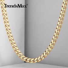 4.5mm Yellow Gold Filled Cut Curb Cuban Chain Necklace Unisex Link Gift 20/24"