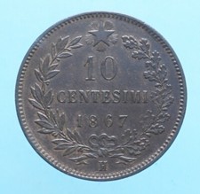 VITTORIO EMANUELE II 10 CENTESIMI 1867 BIRMINGHAM MONETE DA COLLEZIONE RAME COIN