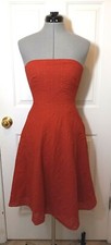 New! J. CREW Women's Cotton Zip Back Strapless Red Christmas Party Dress Size P2